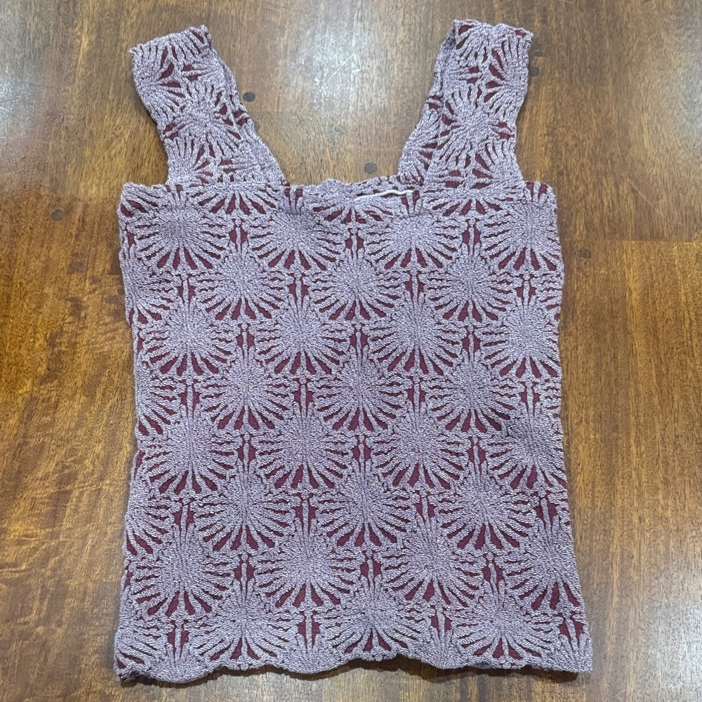 Crystal Sky Maroon Stretchy Lace Women's Top size S/M